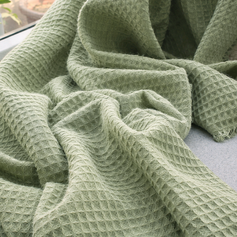 Sage Green Cashmere Waffle Throw : Kai