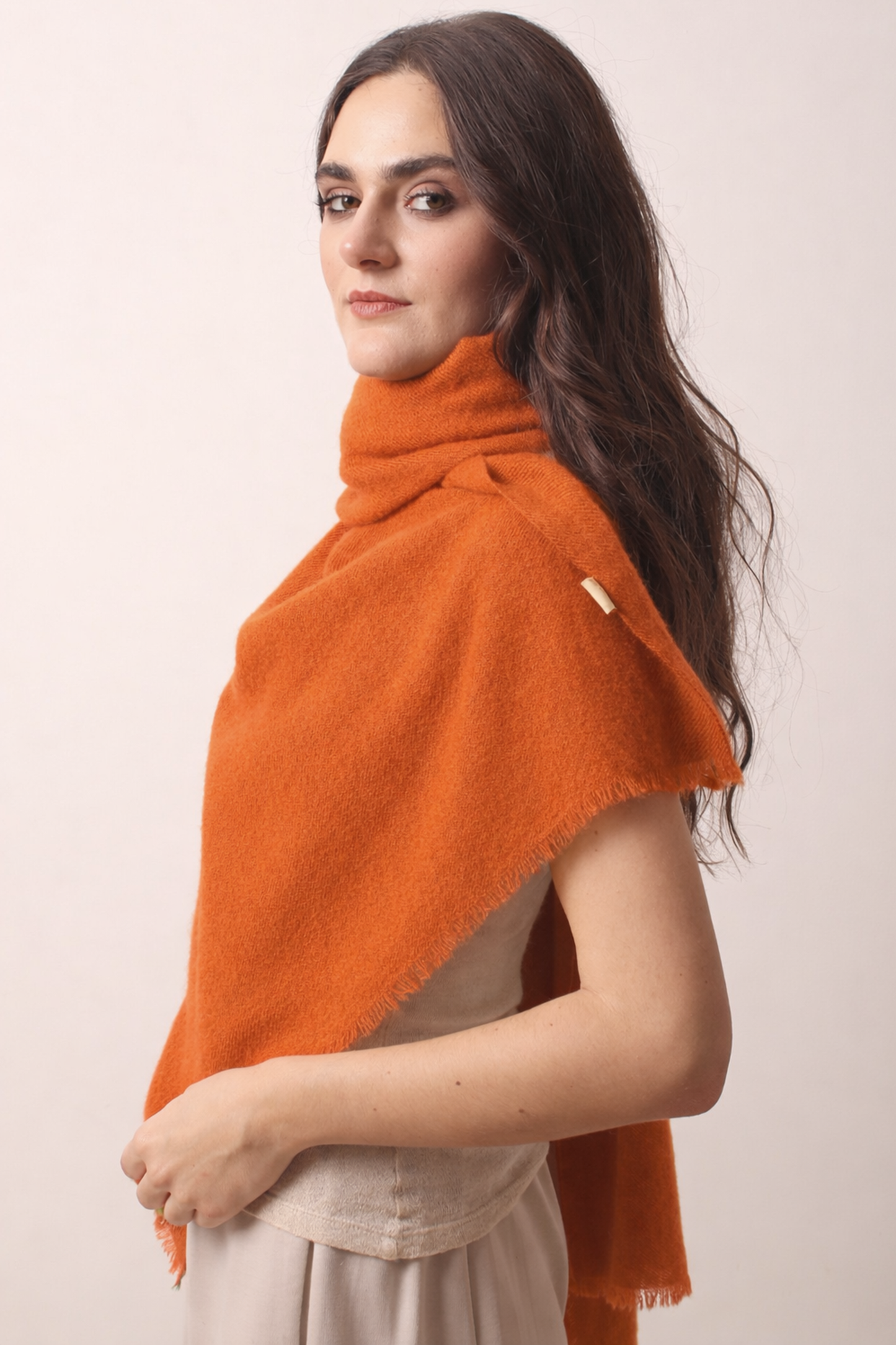 Orange Amber Felted Cashmere Scarf