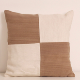Ivory and Cognac Linen Wool Cushion -Henry
