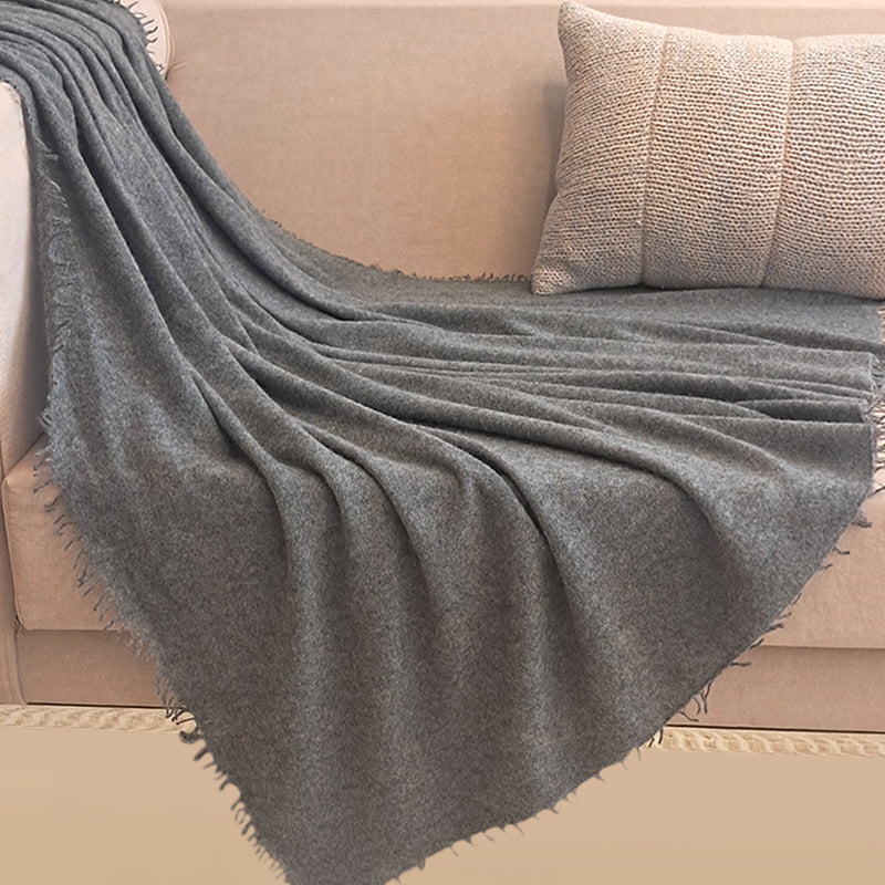 Hand Knitted Gray Cashmere Throw : Azaziel