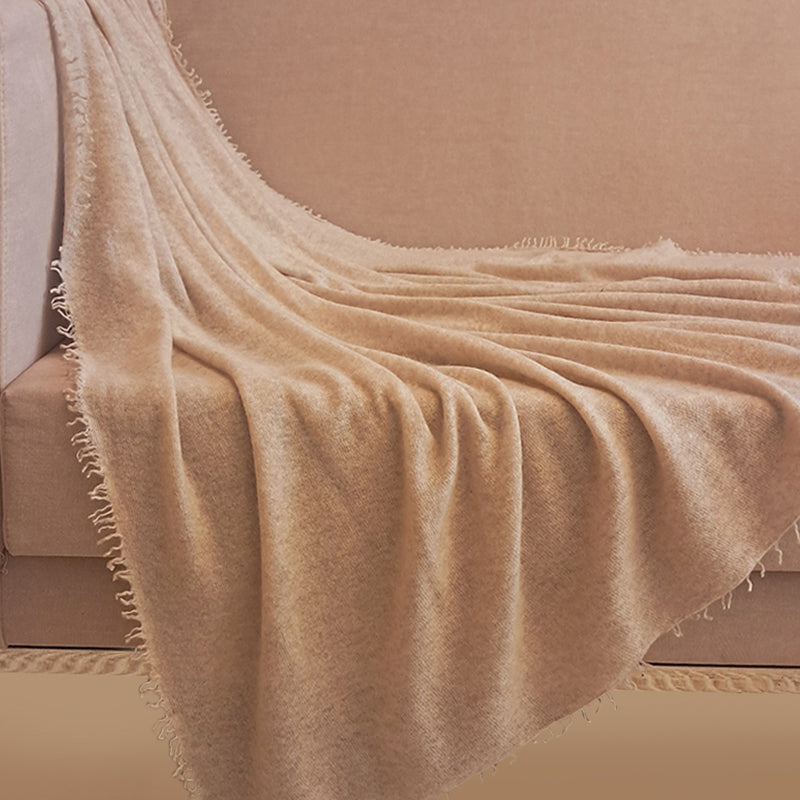 Hand Knitted Warm Beige Cashmere Throw : Azaziel