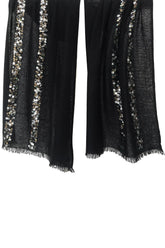 Silk Cashmere Black sequined scarf