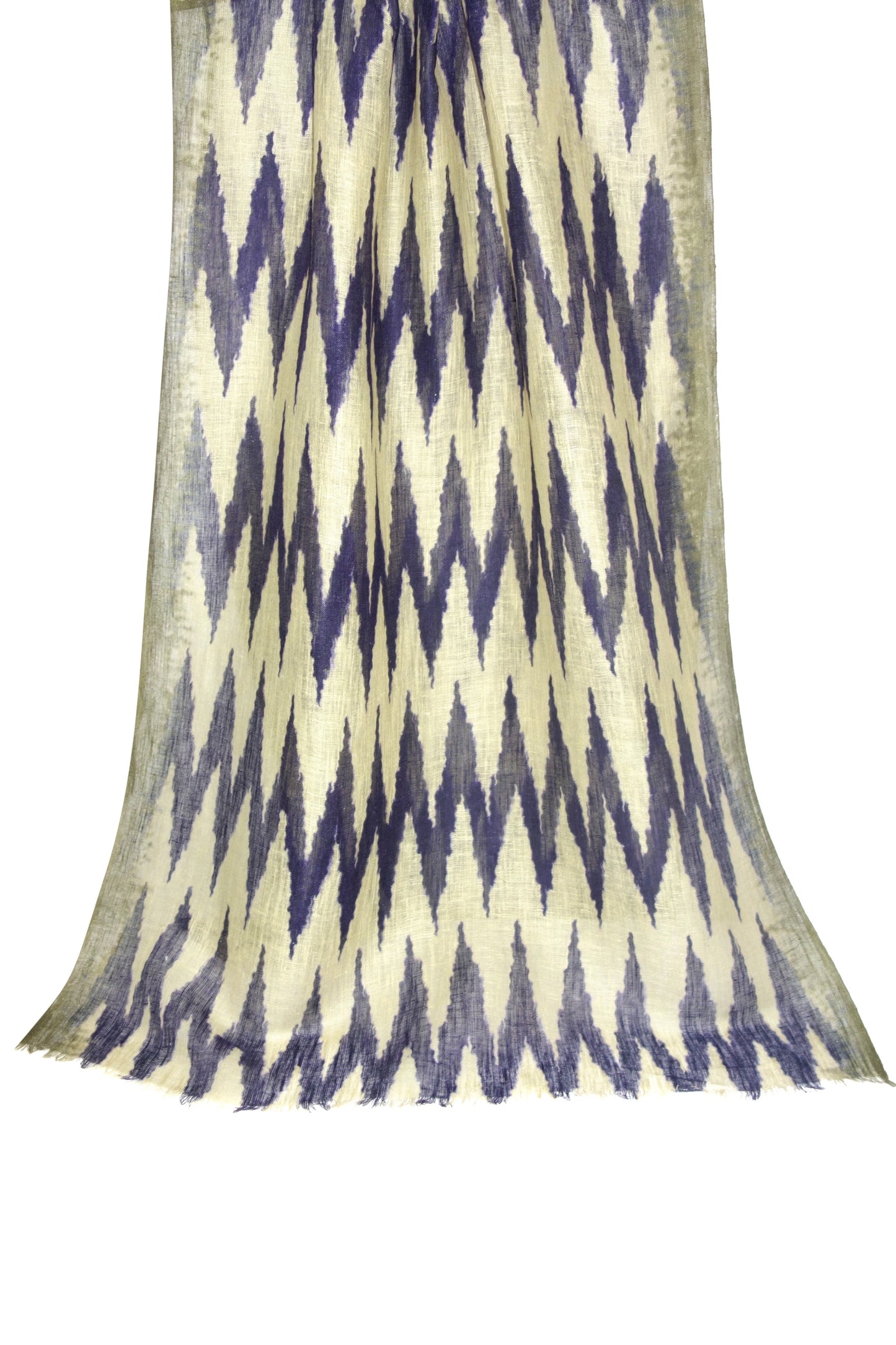 Beige Ikat Silk Cashmere Scarf - Pashma Women's