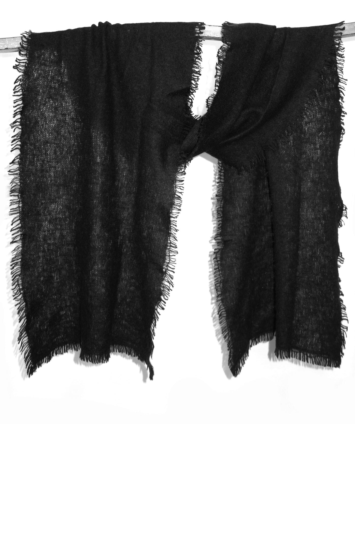 Black Knitted Cashmere Scarf 1- Pashma Women's