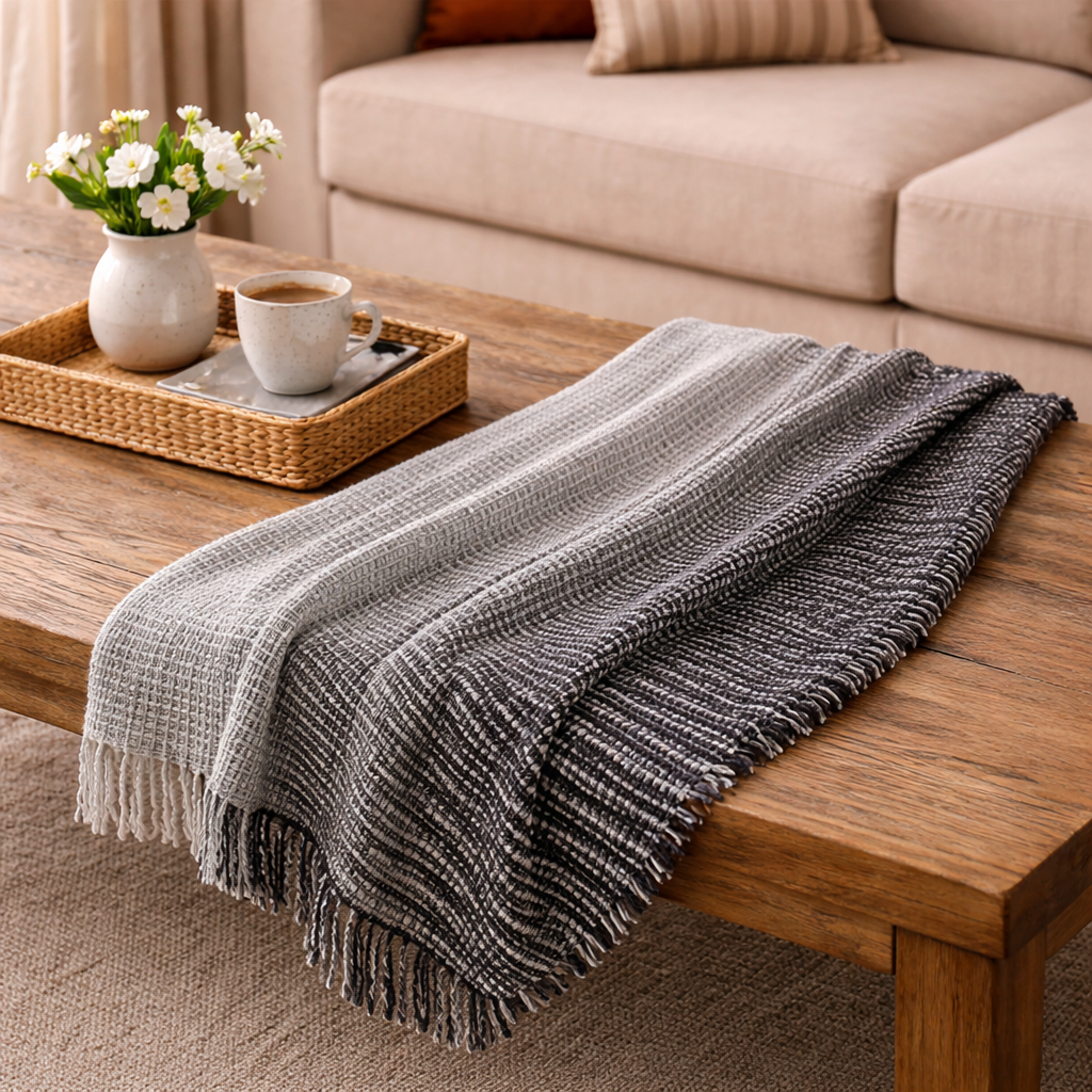 Cotton Wool Linen Ombre Throw : Edgar