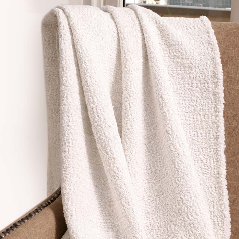 White Cotton Wool Throw : Flora