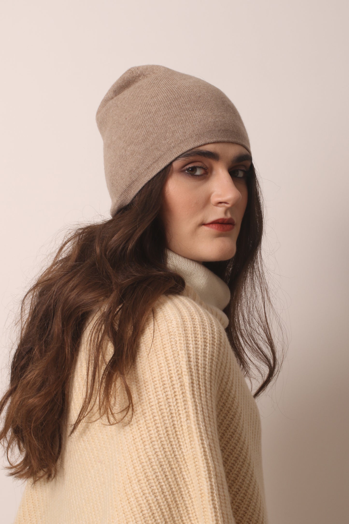 Fawn Cashmere Beanie 3- Pashma Wmen's