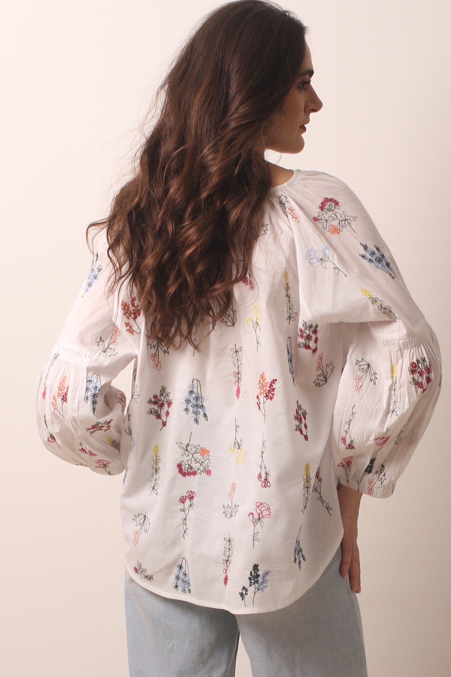 Florette Cotton Voile Embroidered Top 3- Pashma Women's