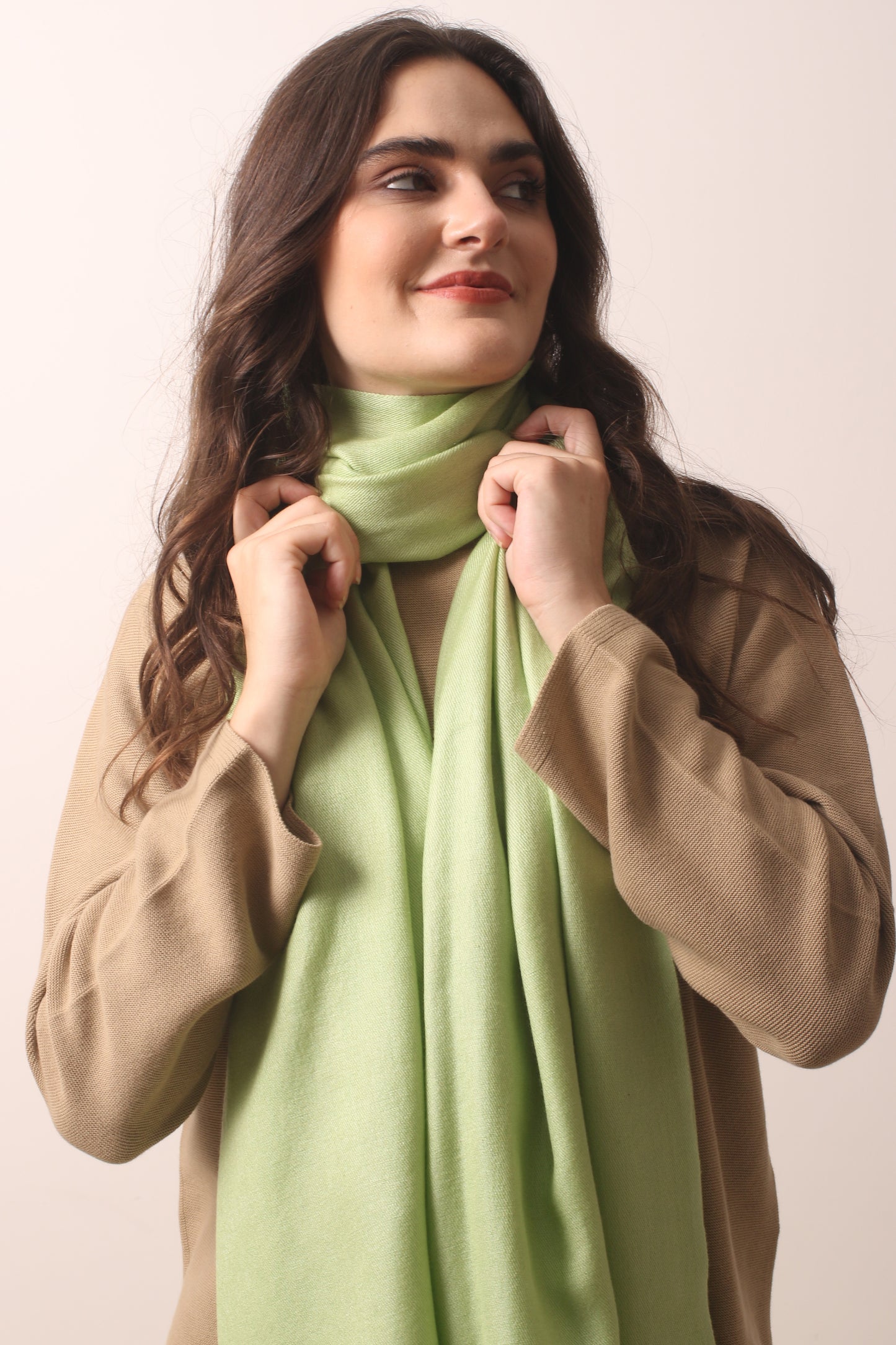 Fresh Green Silk Cashmere Twill Scarf 3- Pashma Women's