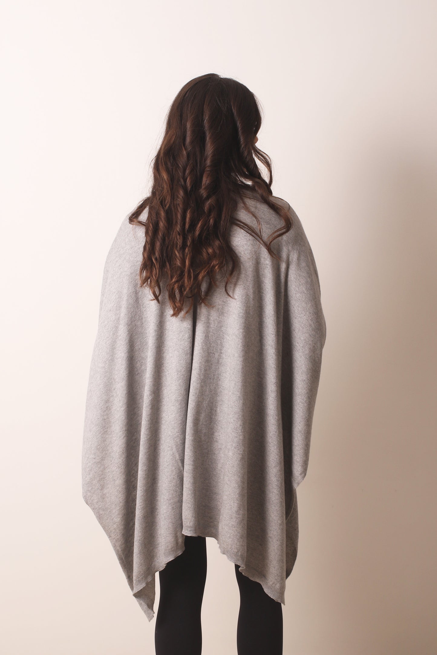 Grey Mélange Cashmere Ruana 3- Pashma Women's