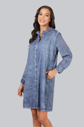 Navy Denim Voile Dress