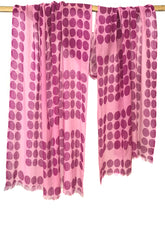 wool cashmere fuschia & magenta framed polka dot scarves
