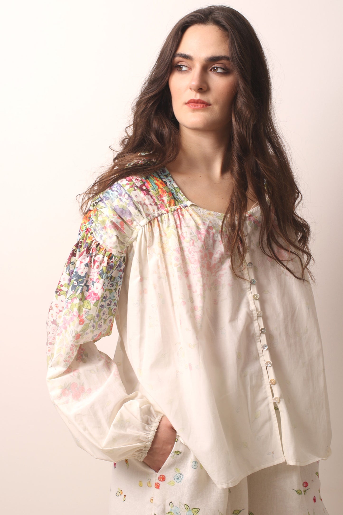 Ivory Garden Cotton Silk Top 3- Pashma Women's