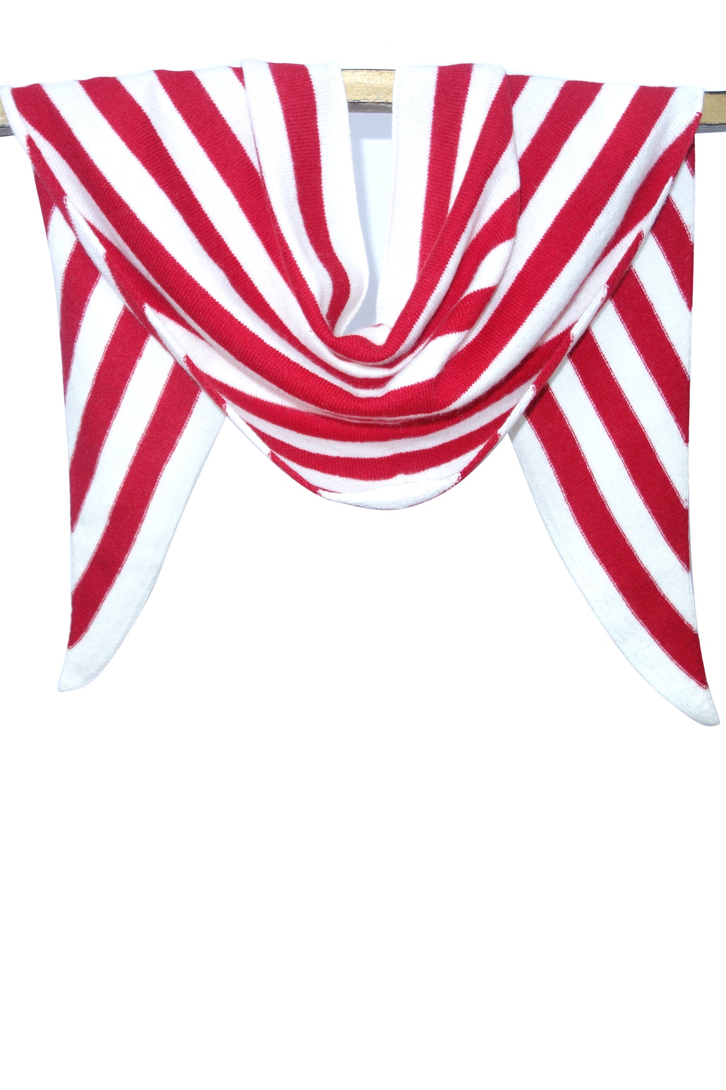 Red and White Striped Triangular Scarf