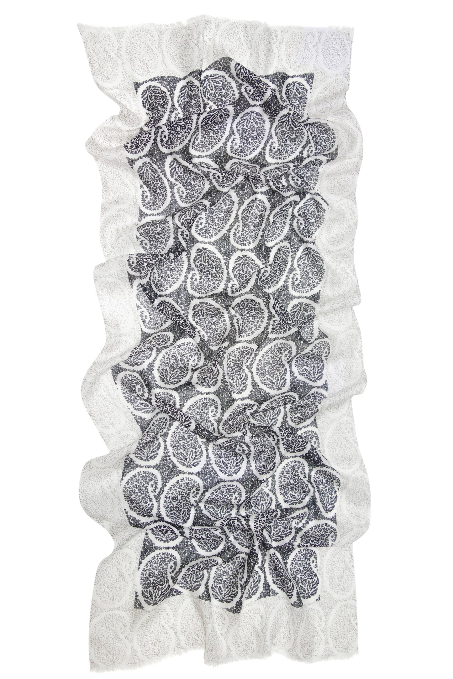 Monochrome Paisley Scarf 1 - Pashma Women's