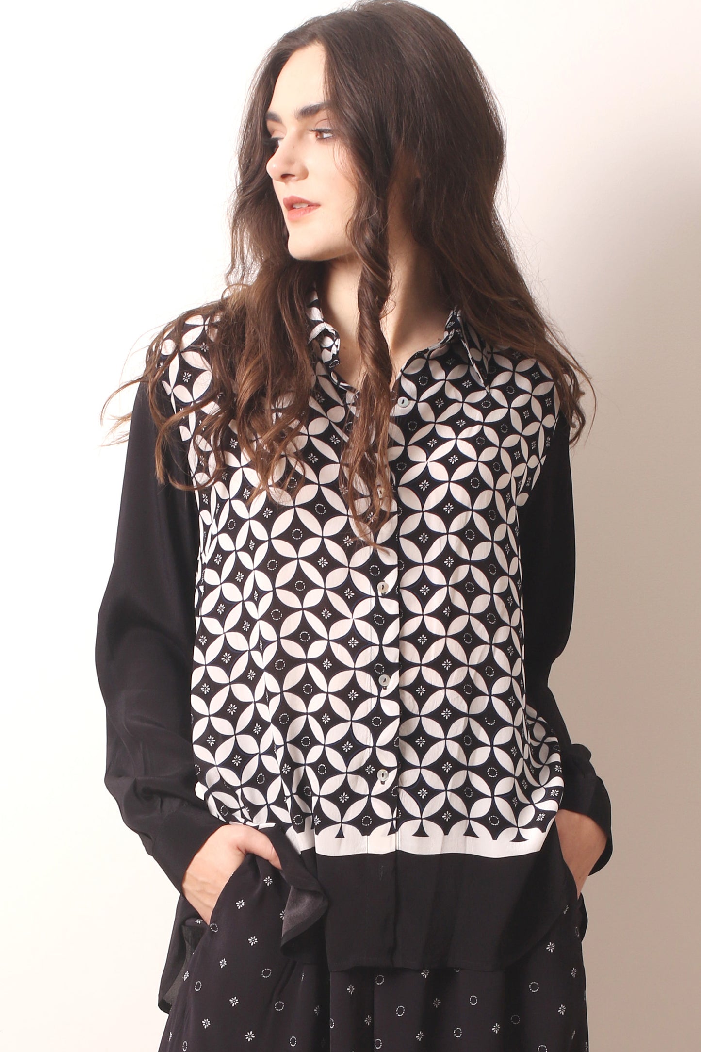 Monochrome Viscose Tabby Shirt 3- Pashma Women's