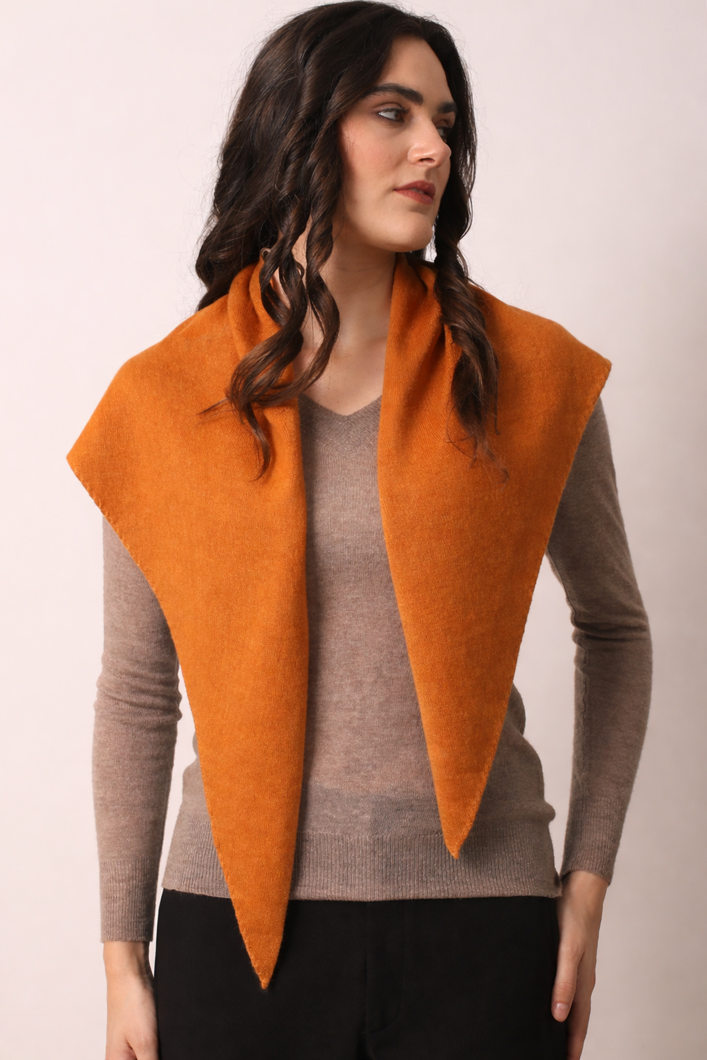 Russet Orange triangular cashmere scarf- Pashma Women's