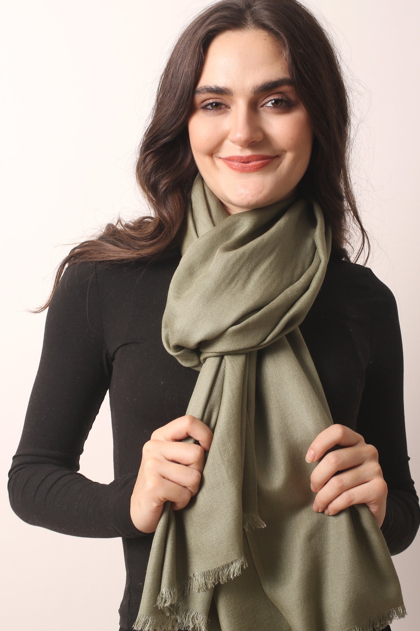 Sage Green Silk Cashmere Twill Scarf3- Pashma Women's