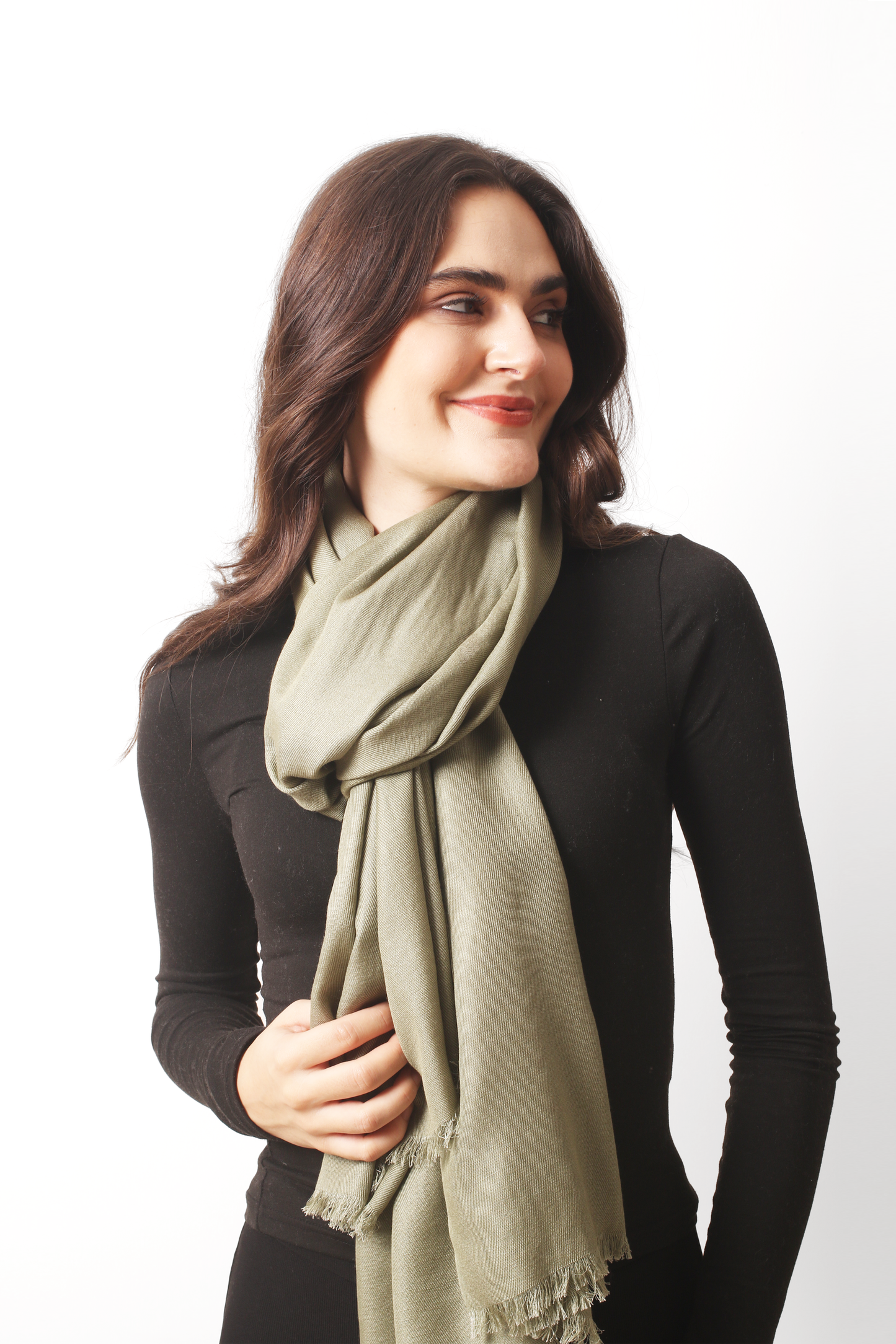 Sage Silk Cashmere Twill Scarf