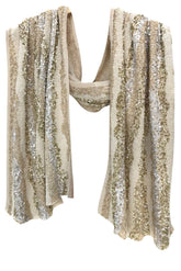 Beige Embroidered Silk Cashmere Scarf