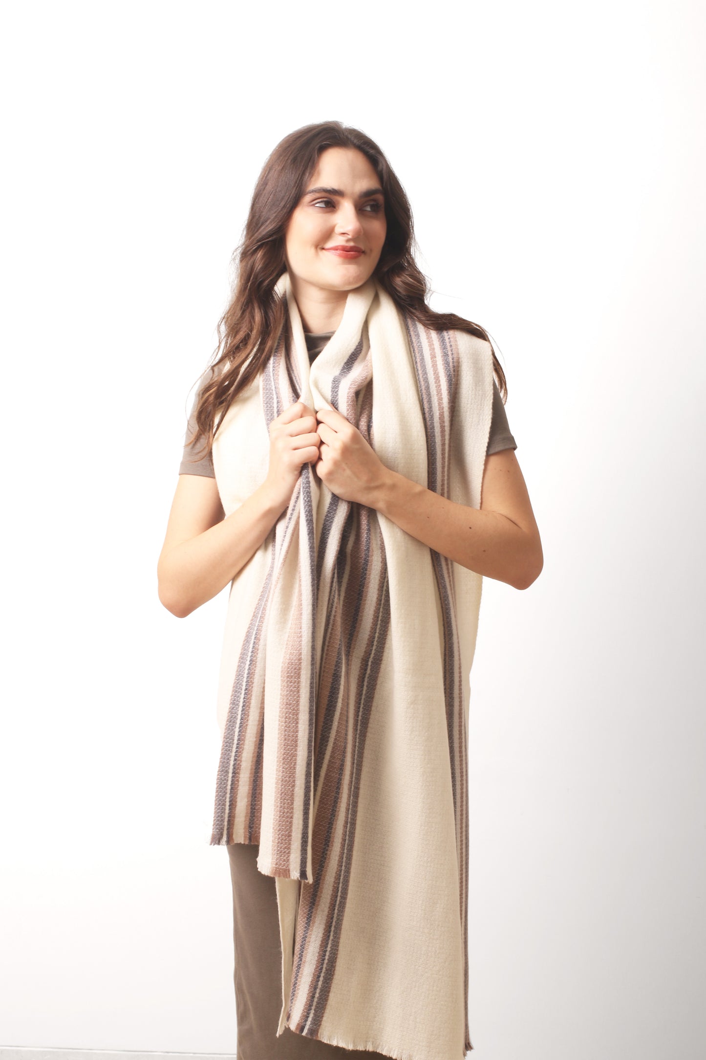Soft Horizon Striped Cashmere Scarf