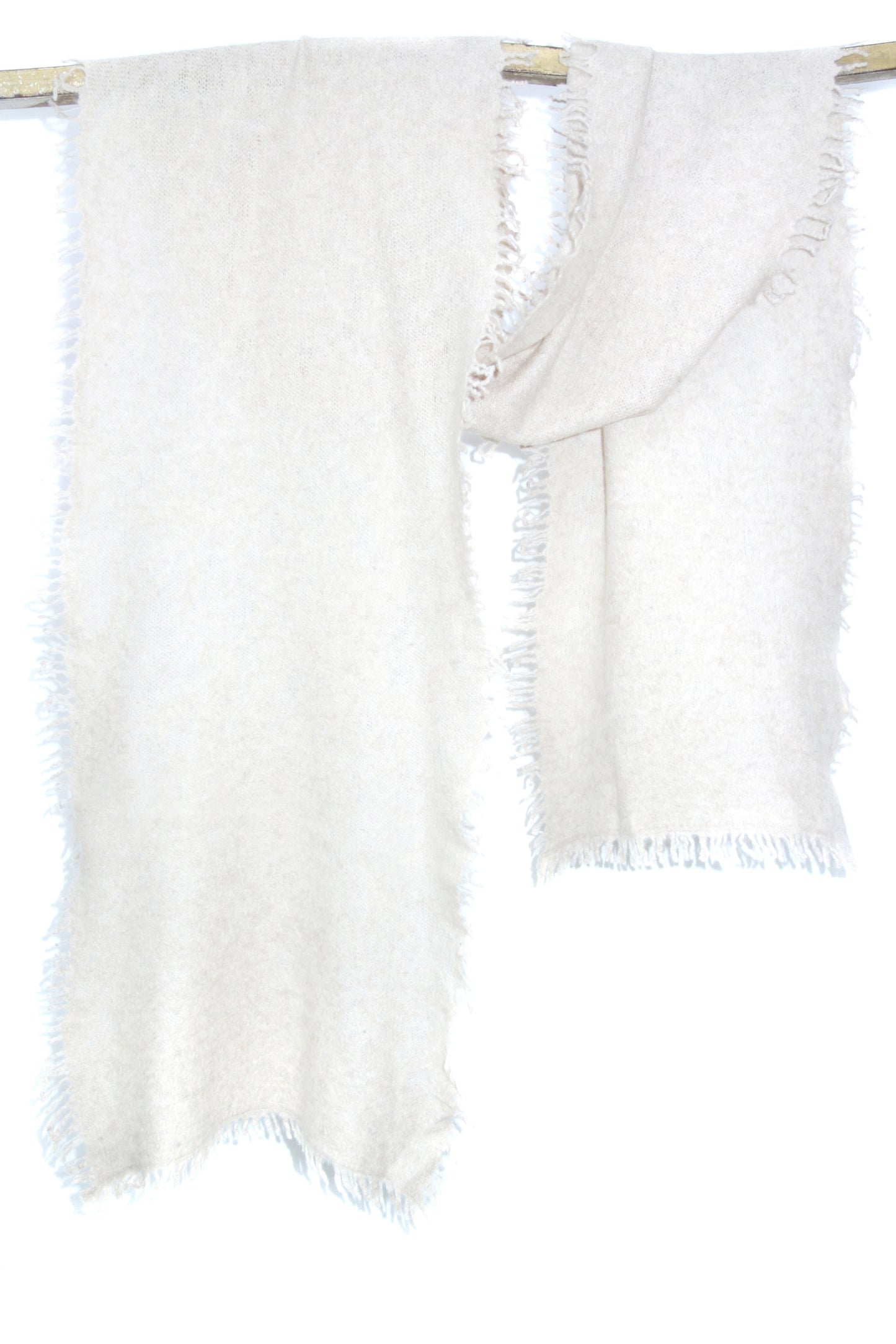 Swan White Knitted Cashmere Scarf 1- Pashma Women's