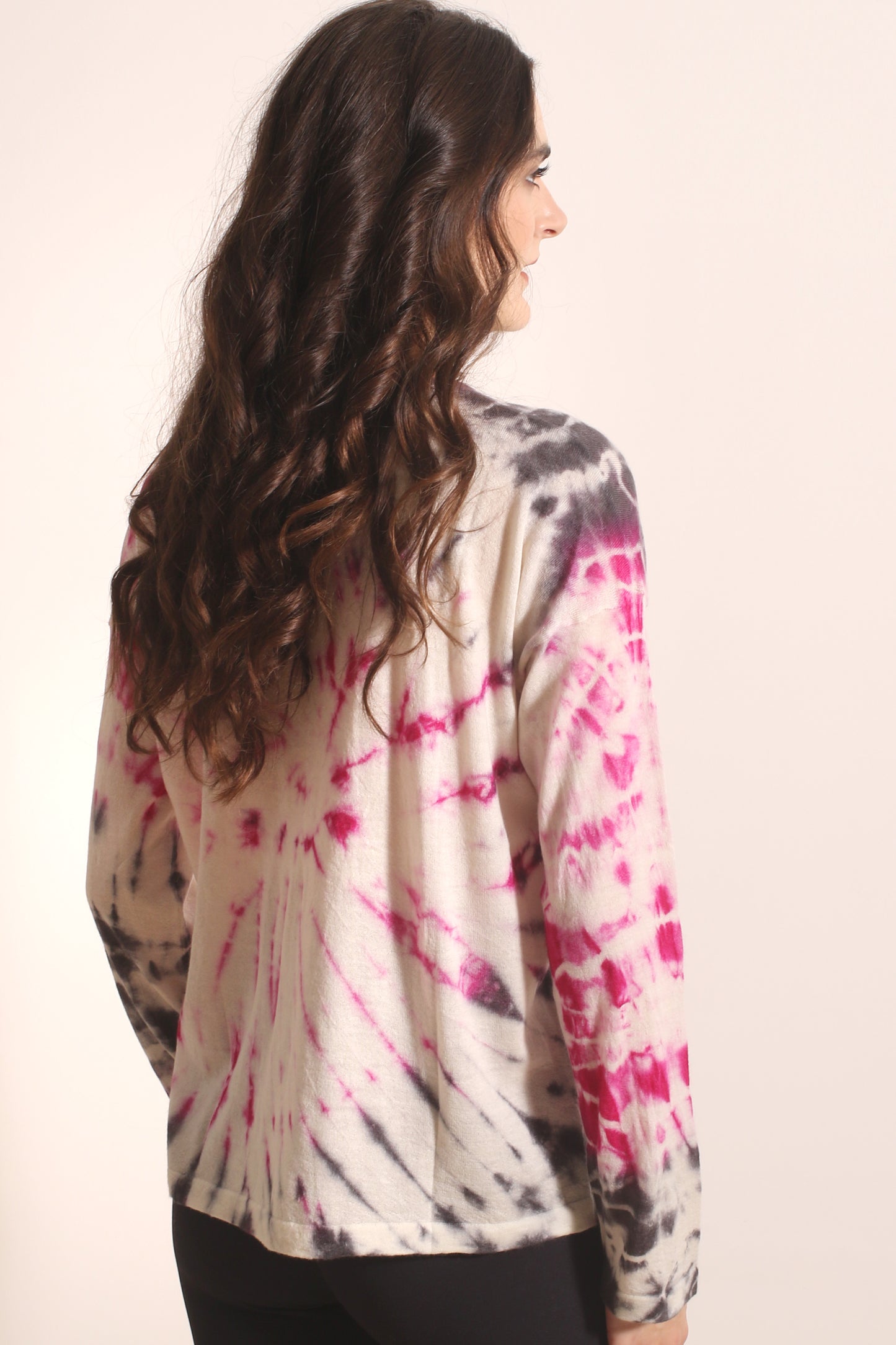 Tie & Dye Cashmere Crew Neck T shirt 3- Pashma Women's