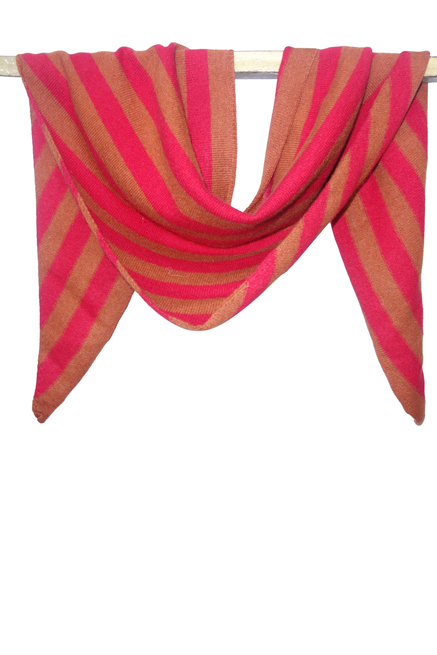 Toffee and red Striped Triangular Scarf 3- Pashma Women's