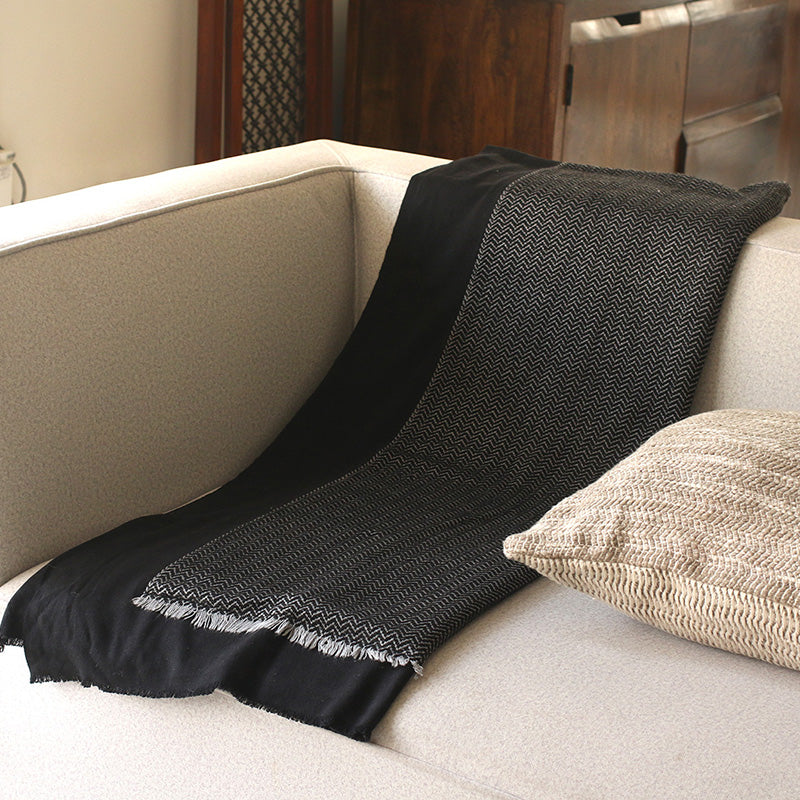 Silk Wool Cashmere Herringbone Throw : Dante