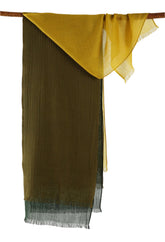 Triple Layer Merino Wool Scarf - Ochre, Olive, & Green