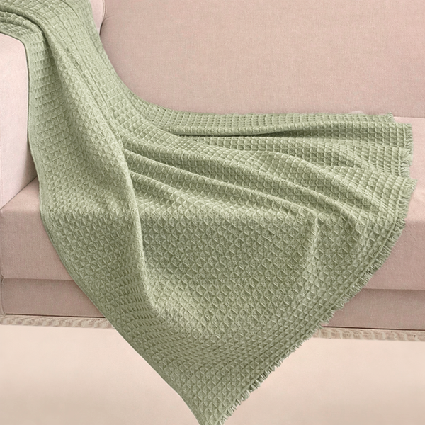 Sage Green Cashmere Waffle Throw : Kai