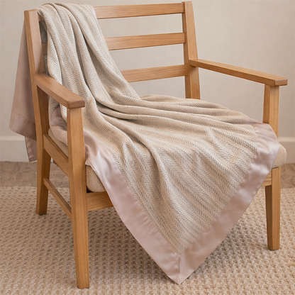 Cashmere Herringbone Silk Flange Throw : Atticus