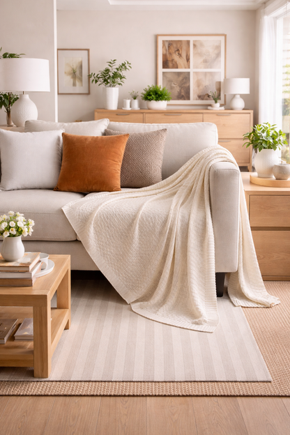 Cotton Hand Knitted Chunky Knit Throw :Edwin