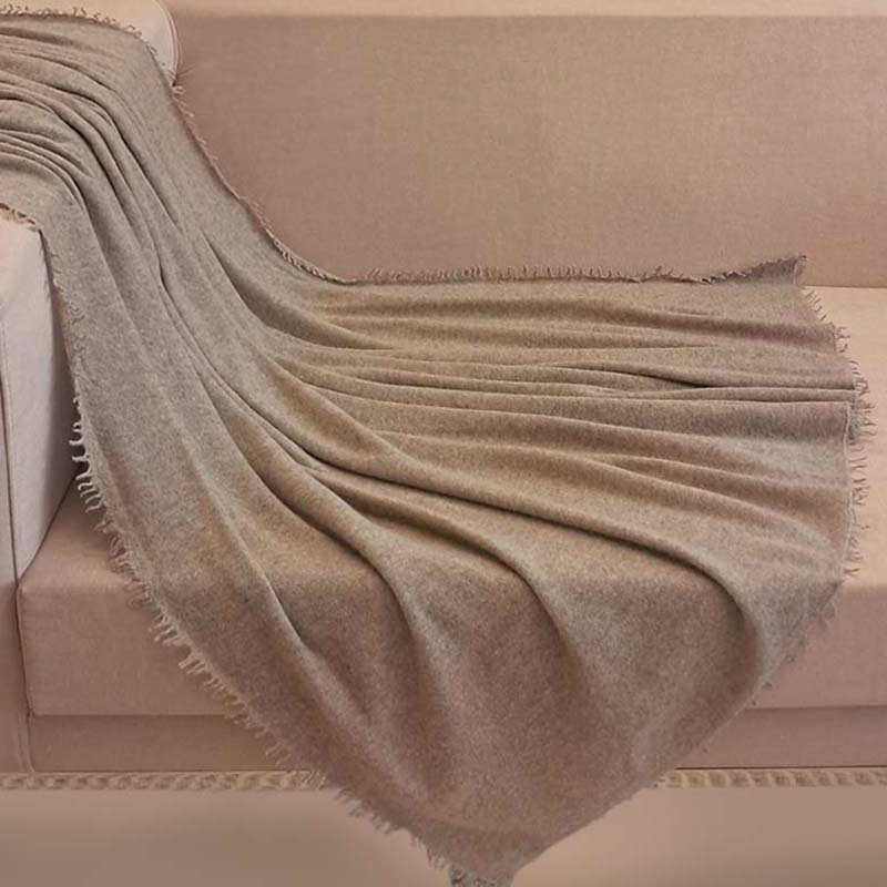 Hand Knitted Taupe Cashmere Throw : Azaziel