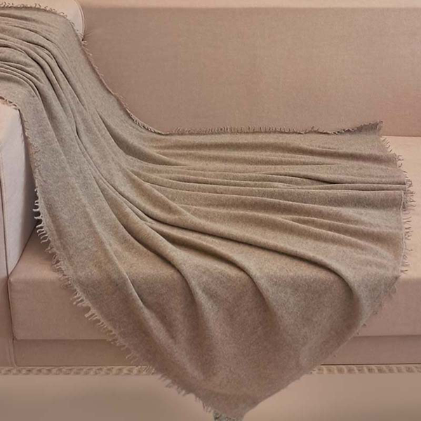 Hand Knitted Taupe Cashmere Throw : Azaziel