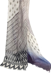 Silk Linen Cashmere - Inky Motif Geometric scarf