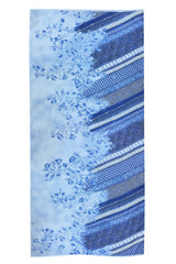 Blue Floral Silk Wool Scarf