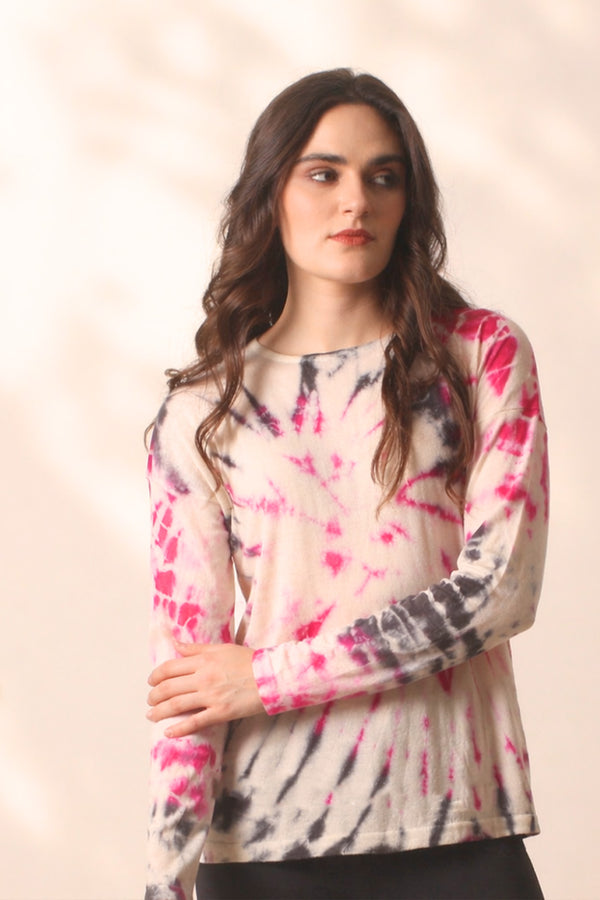 Tie & Dye Cashmere Crew Neck T-Shirt