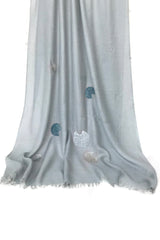 Silk Cashmere - Smoke Blue Sequined Scarf