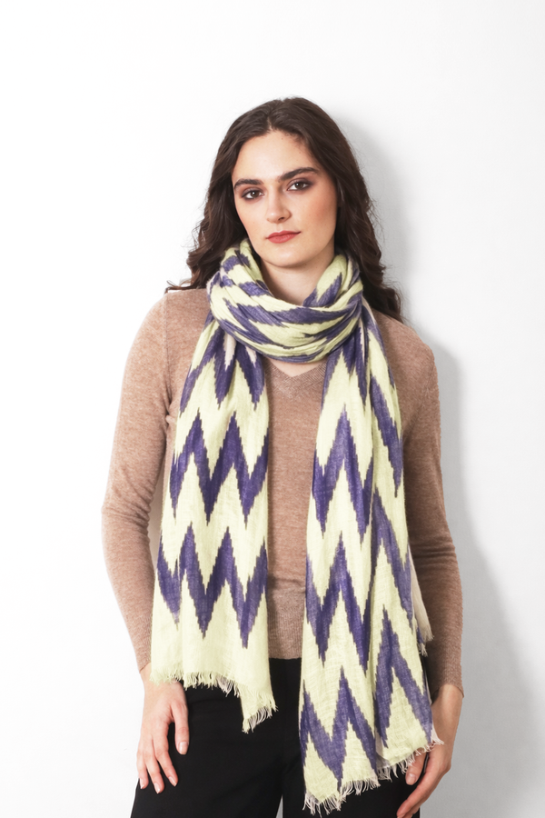 Soft Dune Ikat Silk Cashmere Scarf