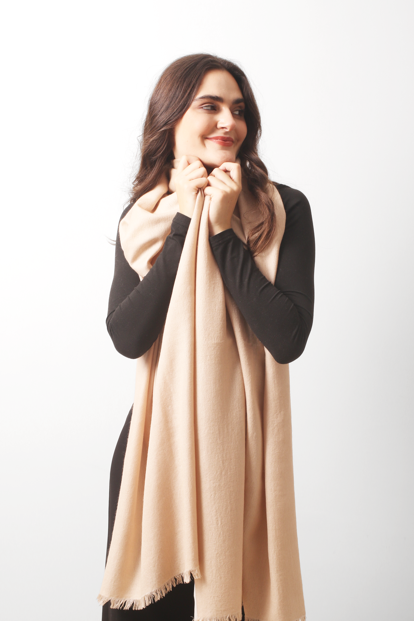 Sand Silk Cashmere Twill Scarf