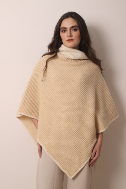 Beige Triangular Cashmere Poncho- Pashma Women's