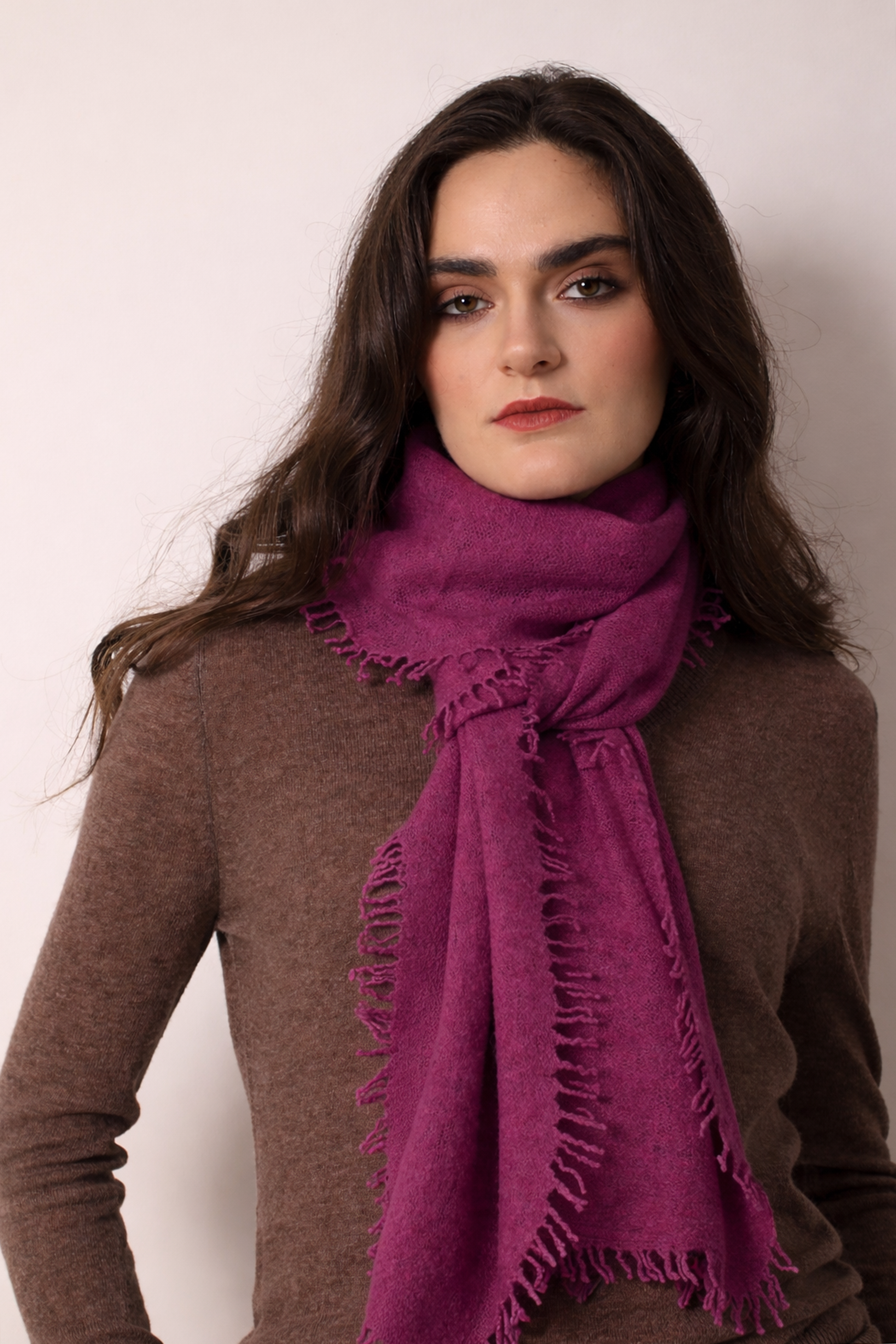 Berry Wine Knitted Cashmere Scarf- Pashma Women's