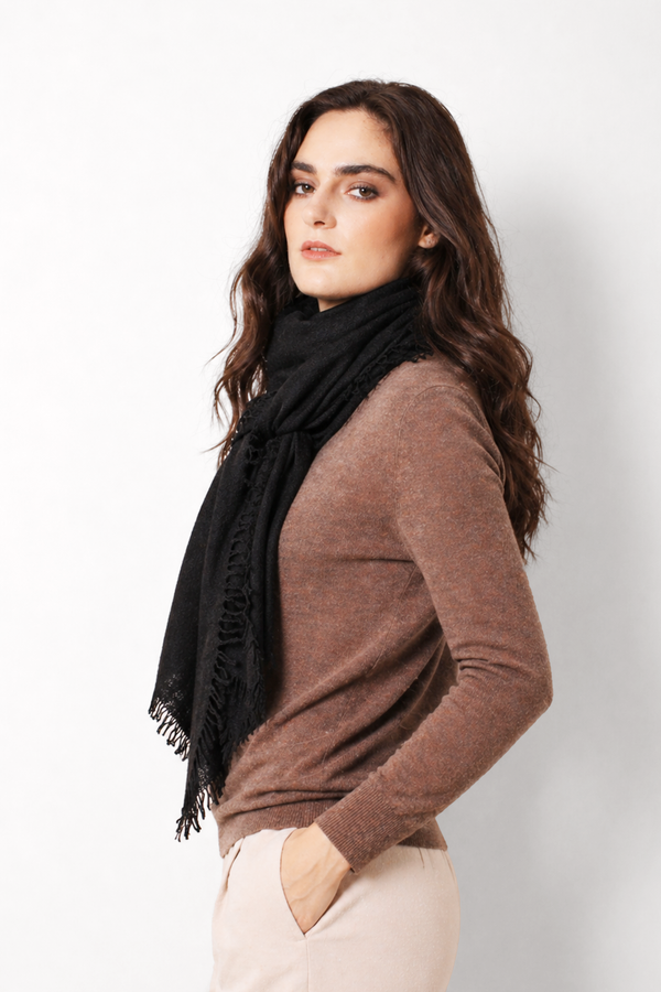 Black Knitted Cashmere Scarf