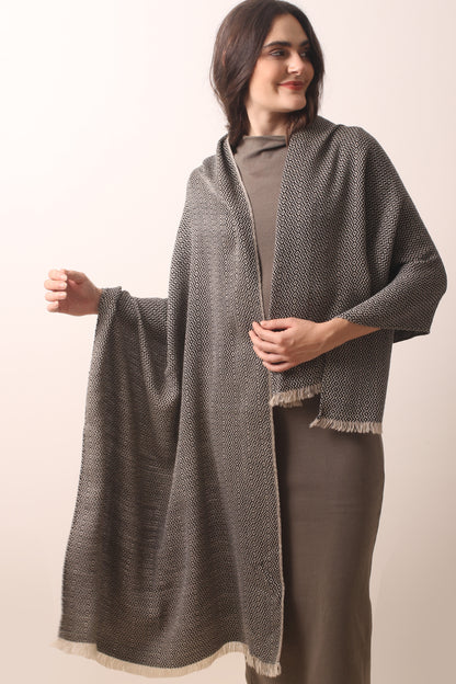Black & White Bird's Eye Cashmere Scarf 5- Pashma Women's