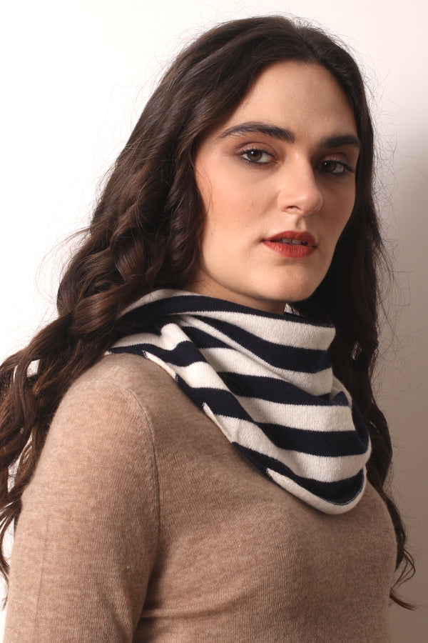Black and Grey Striped Triangular Scarf- Pashma Women's