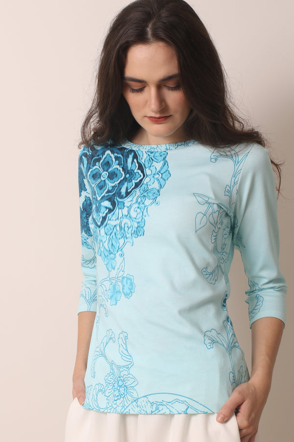 Blue Art Novae T shirt- Pashma Women's