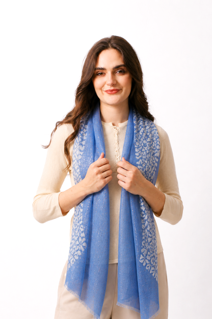 Skyline Geometric Wool Cashmere Twill Scarf