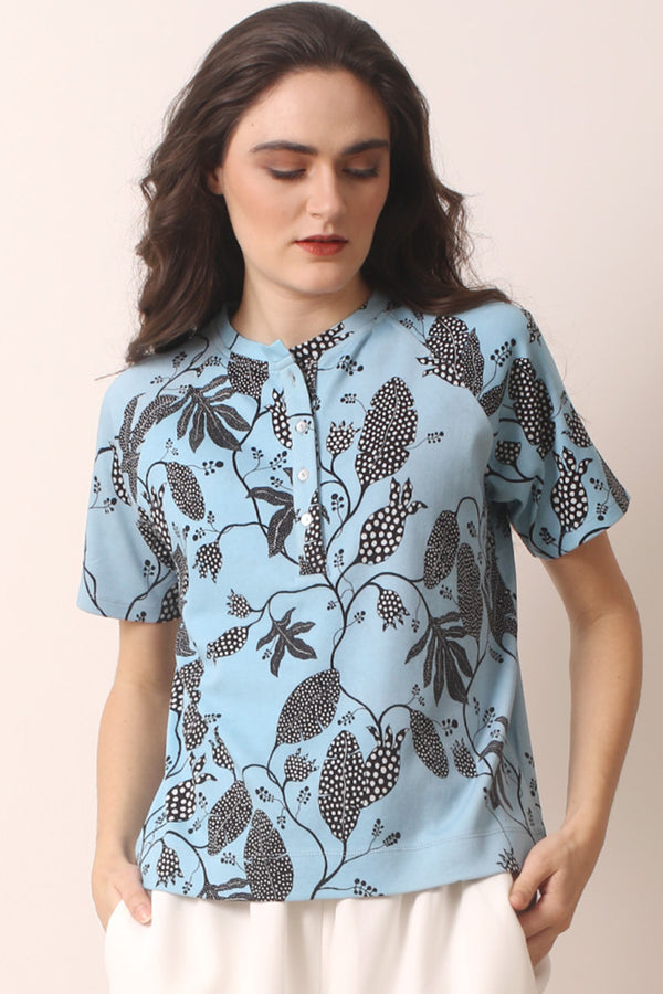 Blue cotton modal T-shirt- Pashma Women's