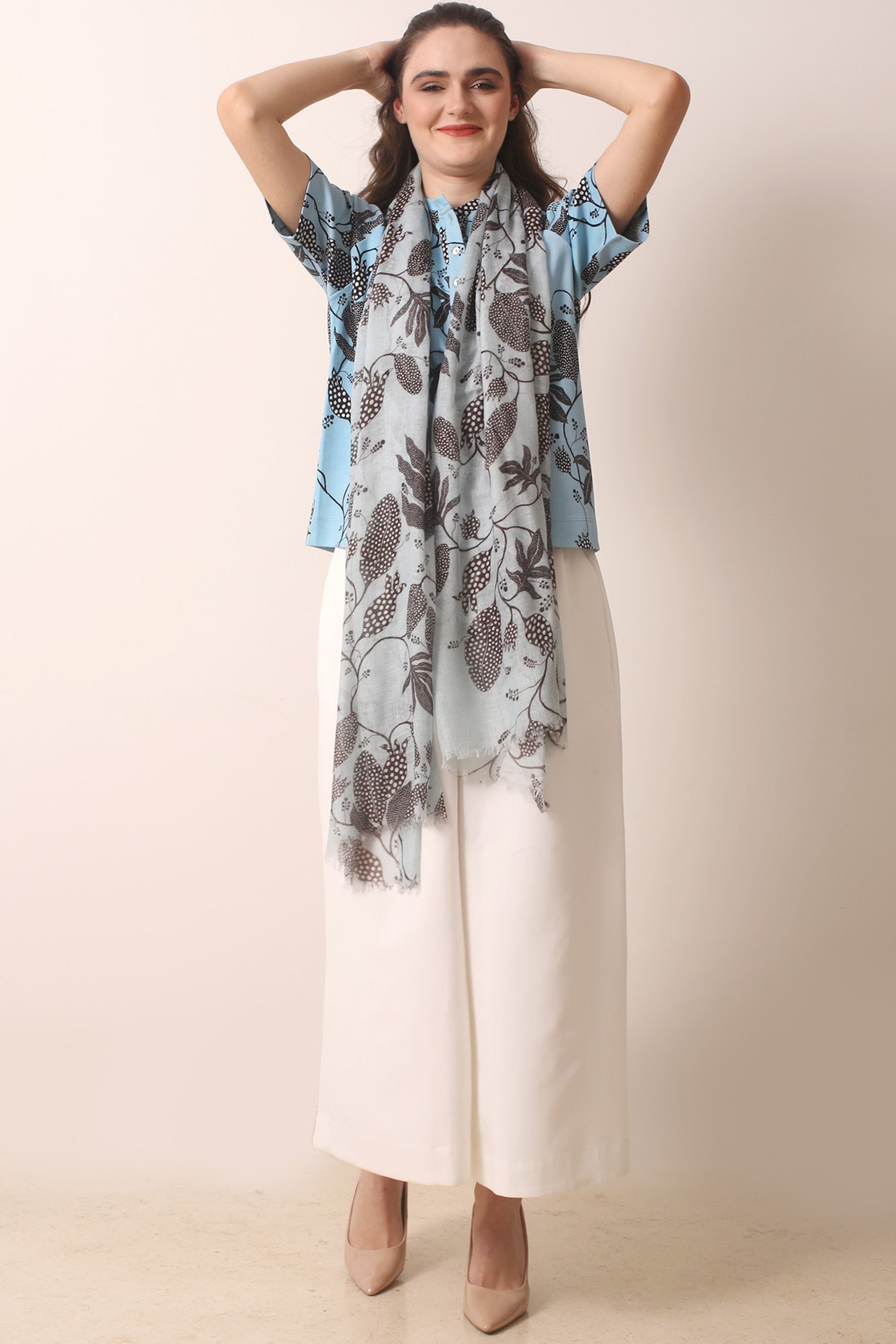 Blue cotton modal T-shirt 3- Pashma Women's